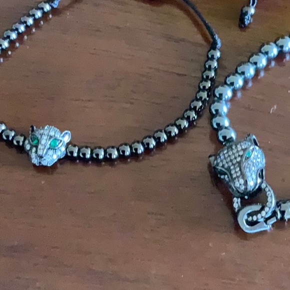 Set of 2 Hematite Beaded Jaguar Bracelets - Picture 2 of 2